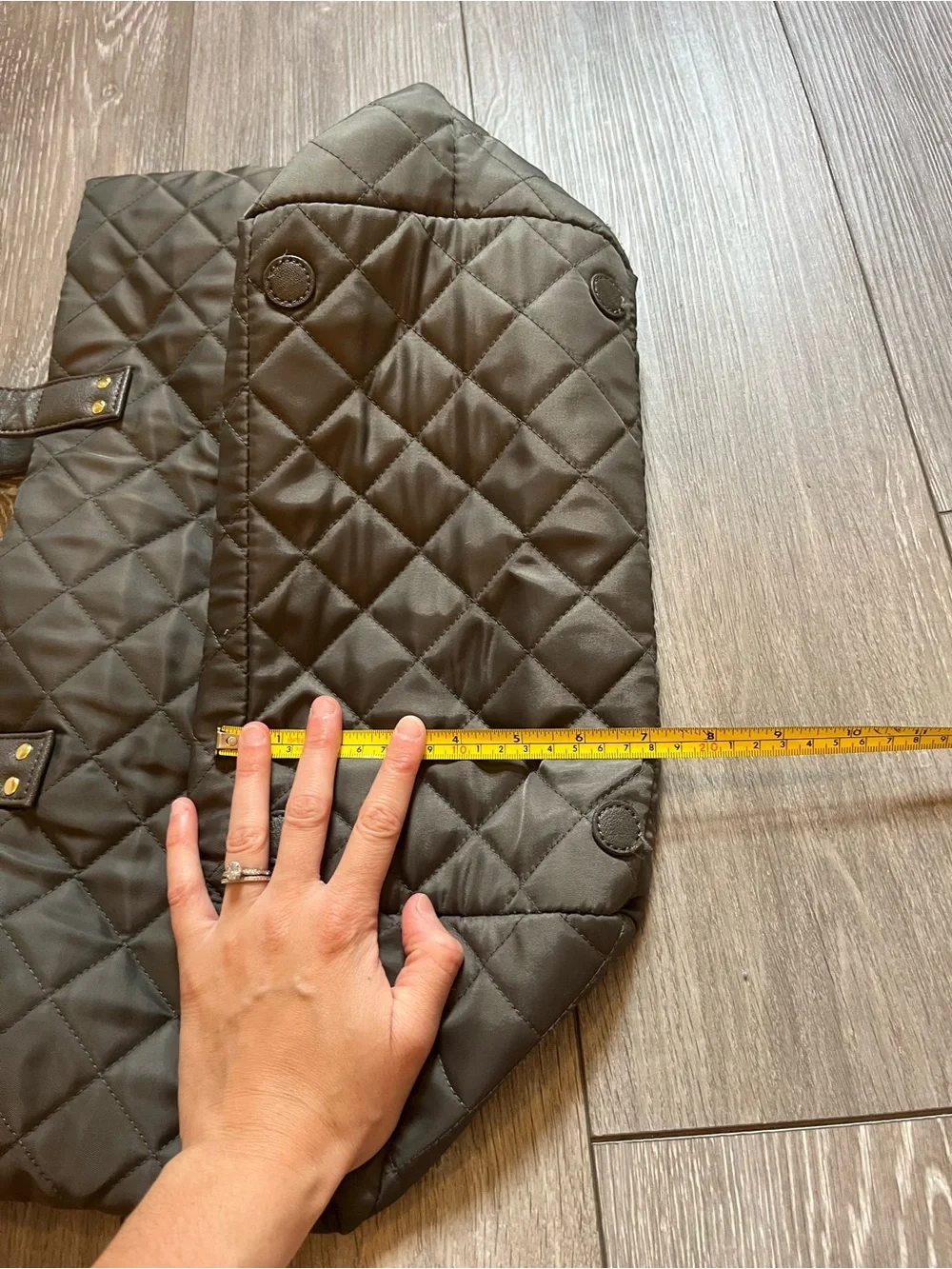Olivia + Joy olive green quilted Tote Bag